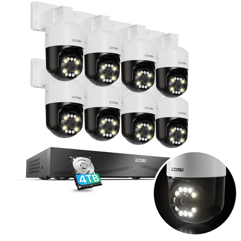 C296B 4K 16 Channel Pan-Tilt Security System(32-Camera Capable) + 4TB/8TB HDD