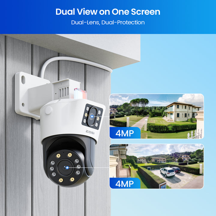 C298 4K (4MP+4MP) Dual-Lens PoE Security Camera System + 2TB HDD (16CH Expandable) - Dual View on One Screen