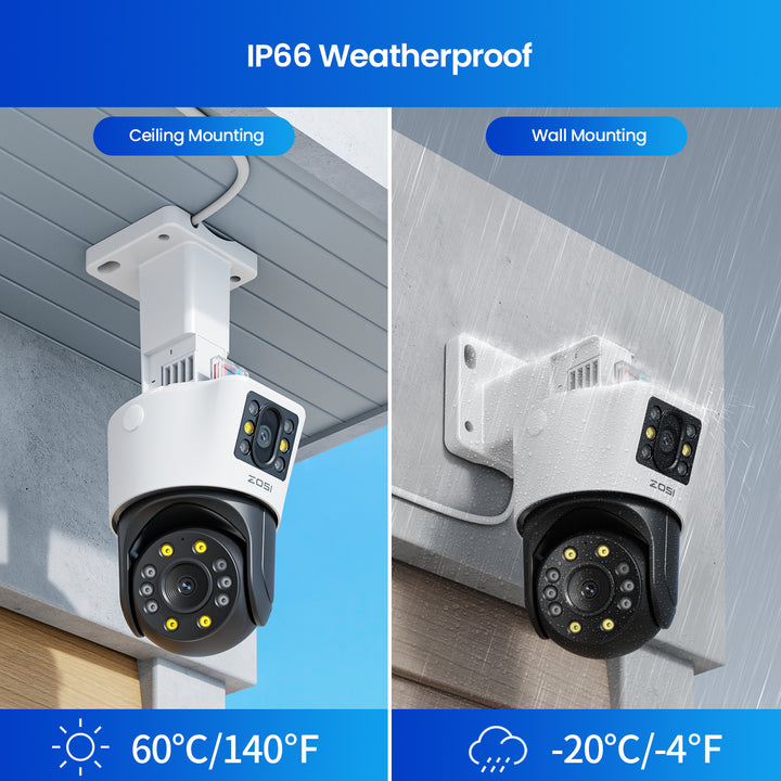 C298 4K (4MP+4MP) Dual-Lens PoE Security Camera System + 2TB HDD (16CH Expandable) - IP66 Weatherproof