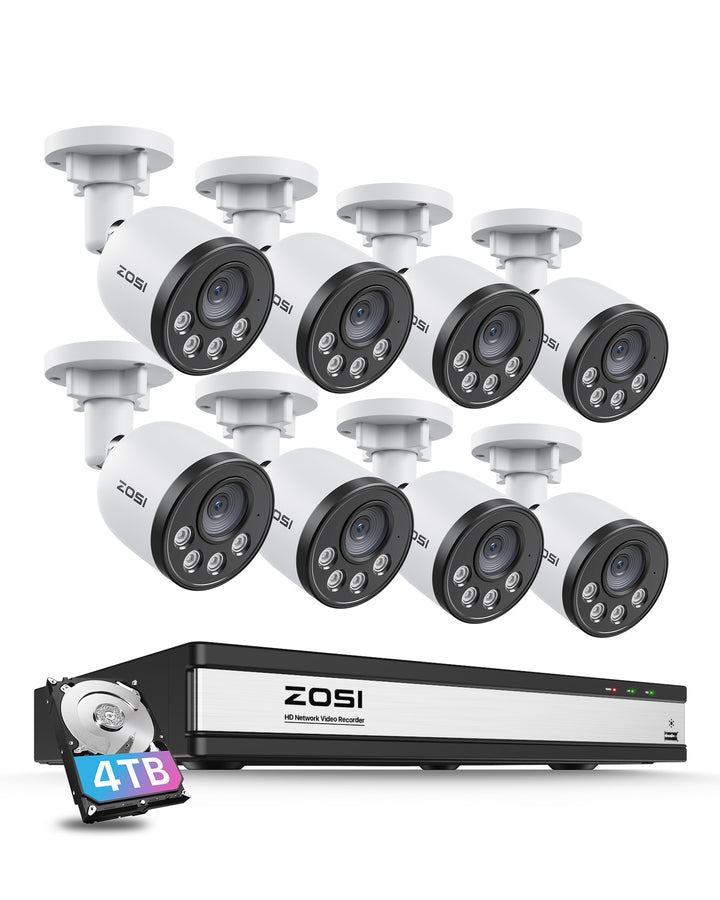 Zosi 16 channel NVR Security System 16HK-1804W8 with 8 PoE IP Cameras