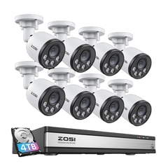 C180 4MP@25fps Security Camera System + 4K 16CH PoE NVR + 4TB Hard Drive