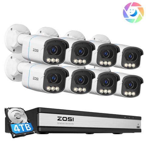 C186A 4K 16 Channel Security Camera System + True Color Night + 4TB Hard Drive