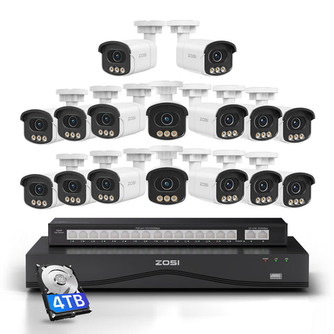 C186A 32 Channel 4K PT PoE Security Camera System for Business +Up To 16TB HDD