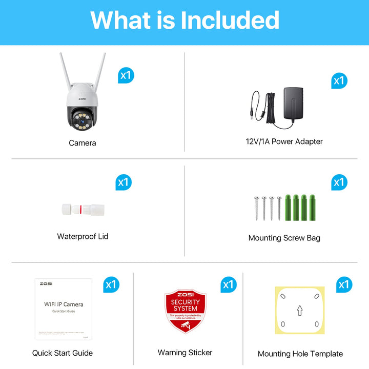 C289 3MP Pan Tilt WiFi Security Camera Zosi
