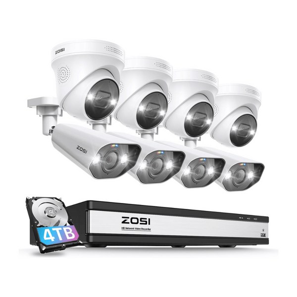 C182/C225 4K 16CH 8-Cam PoE Security System + 4TB Hard Drive