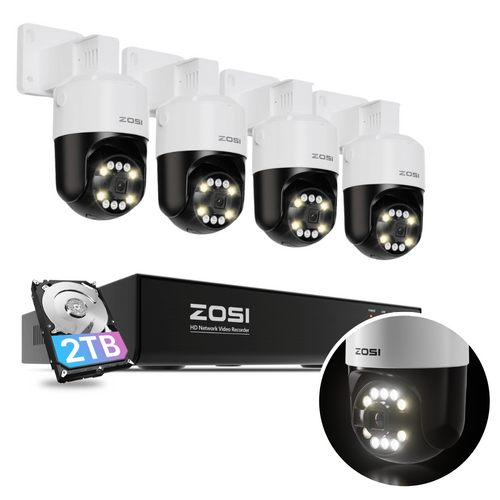 C296B 4K PTZ Security System + Up to 8 Cameras + 2TB / 4TB Hard Drive