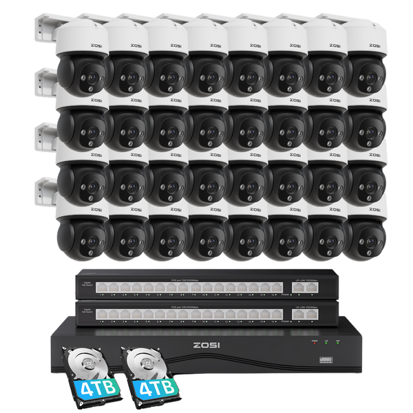 C290M 32 Channel 4K PT PoE Security Camera System for Business + Up To 16TB HDD