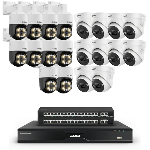 C296B/C225 32 Channel 4K PT PoE Security Camera System for Business