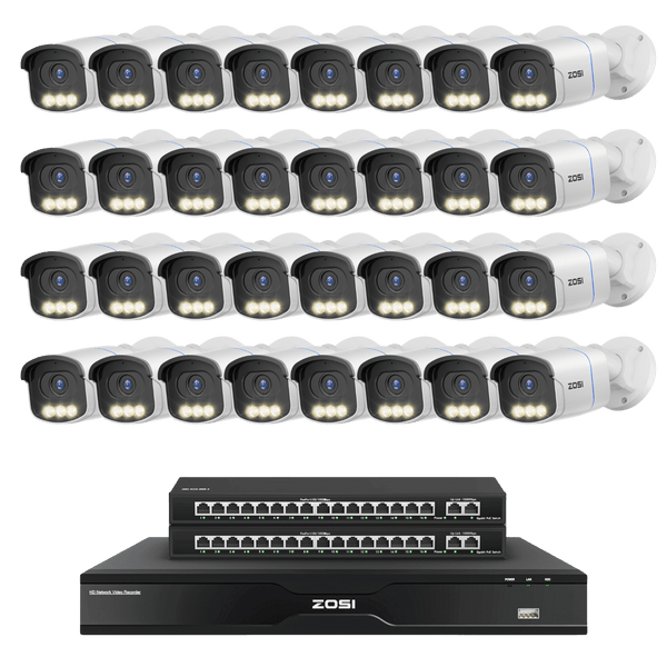 C186A 32-Channel 4K PoE Security System with True Color Night + Max. 16TB HDD