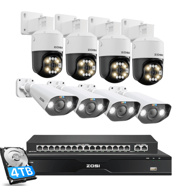 C182/C296 4K 32CH PoE Security System with 4TB/8TB HDD + 16 Port PoE Switch