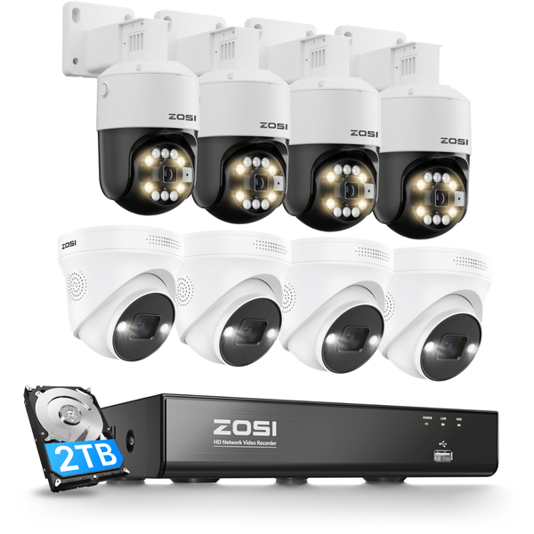 C225 & C296B 4K PoE Security Camera System + 8CH NVR with 2TB Hard Drive