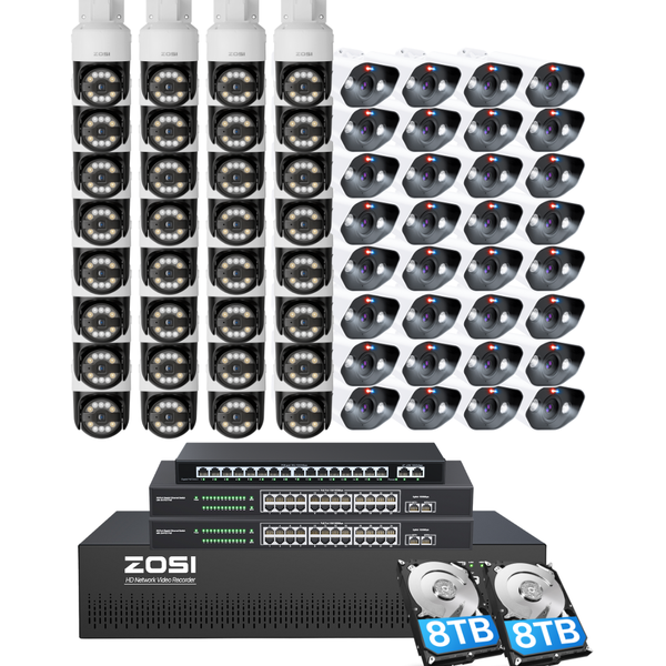 C296/C182 64 Channel PTZ 4K PoE Security Camera System for Business + Include 16TB HDD