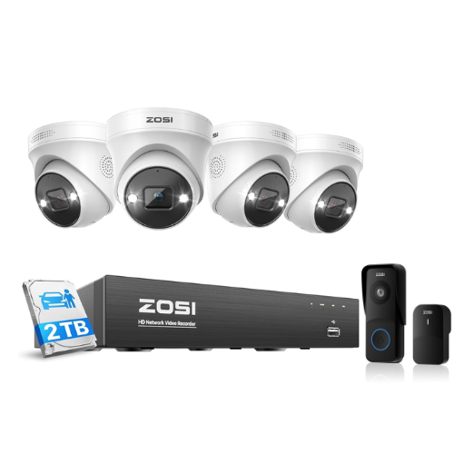 C225 4K PoE Security Camera System + 2.5K Plug-in WiFi Video Doorbell