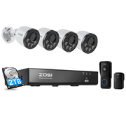 C180 4K 8CH PoE Security Camera System + 2.5K Plug-in WiFi Video Doorbell