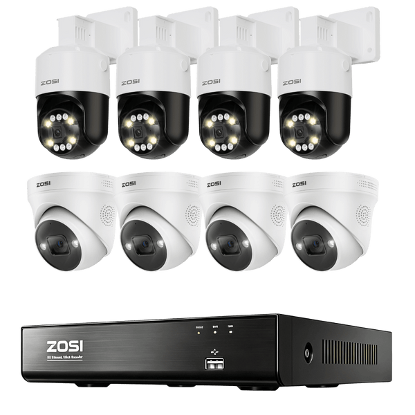 C225 & C296B 4K PoE Security Camera System + 8CH NVR with 2TB Hard Drive