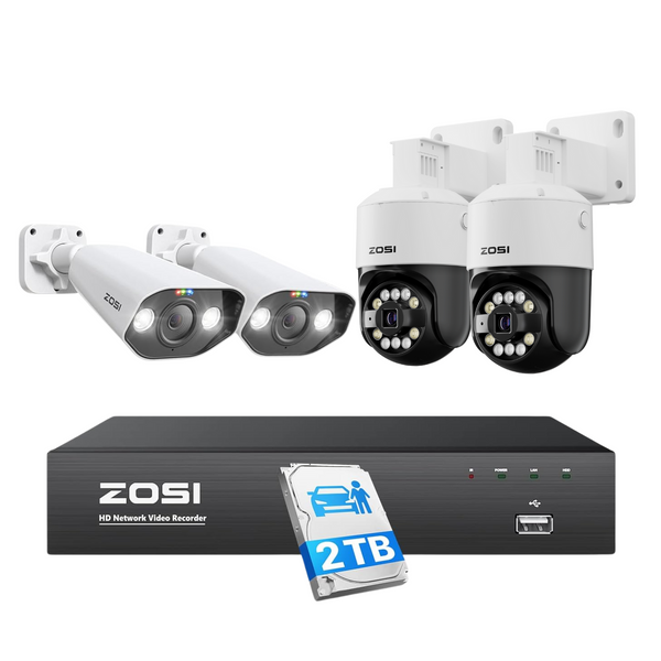 C296B / 182 4K 4-Cam Security System + 8-Channel PoE NVR + 2TB Hard Drive