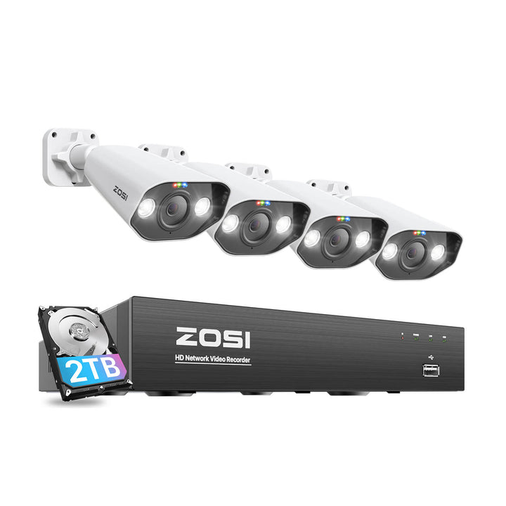 C182 4K 8CH 4-Cam PoE Camera System + 2TB Hard Drive Zosi