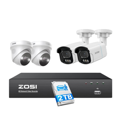 C225/C186 5MP Full-Color Security Camera System + 4K 8CH PoE NVR + 2TB Hard Drive