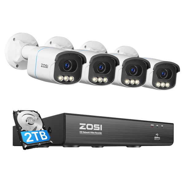 C186A 4K 8 Channel Security System with Full-Color Night + 2TB Hard Drive Zosi