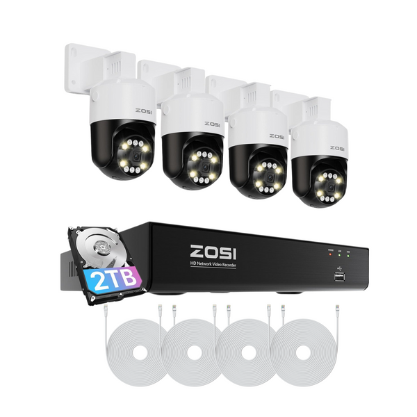 C296B 4K PTZ Security System + Up to 8 Cameras + 2TB / 4TB Hard Drive