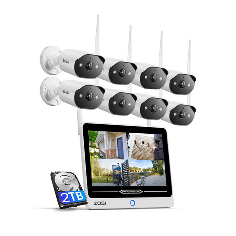 C302 3MP WiFi-6 Security Camera System + 12 inch LCD Monitor + 2TB HDD
