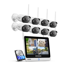 C302 3MP WiFi-6 Security Camera System + 12 inch LCD Monitor + 2TB HDD