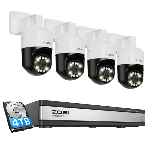 C296B 4K PTZ PoE Security Camera System + 16CH PoE NVR with 4TB Hard Drive