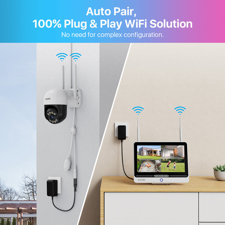 C289 3MP Pan-Tilt WiFi Security System + 12.5 inch LCD Monitor +1TB/2TB HDD Zosi