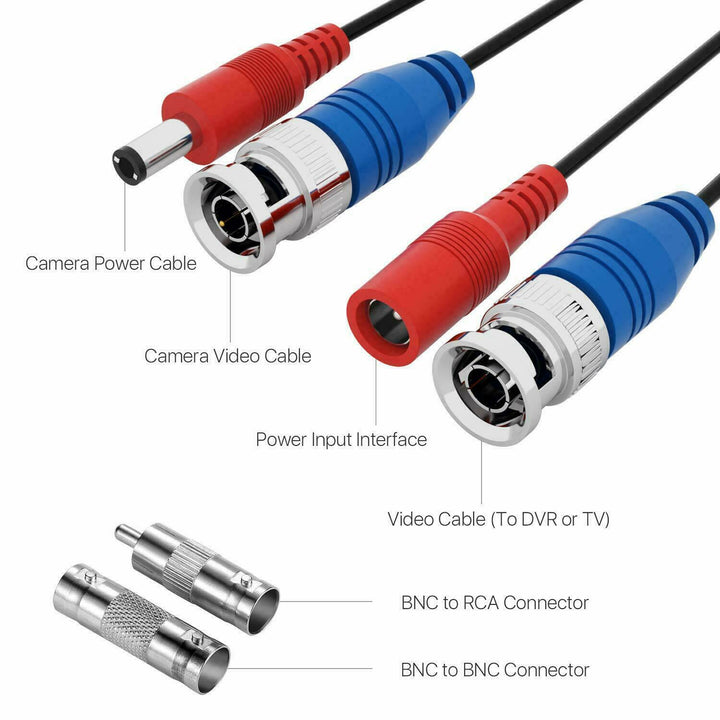 45M 150ft All-in-One Video Power Cables,BNC Extension Surveillance Camera Cables Zosi